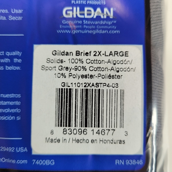 Gildan Premium Cotton Comfort Plush Waistband Briefs 4 pack size Men's 2X NEW - Picture 5 of 5